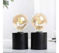JHY DESIGN Set of 2 Black Table Lamp Battery Powered 18cm Tall Cordless Light with Edisonstyle Bulb Operated Great for Living Room Bedroom Weddings Parties Indoors Outdoors