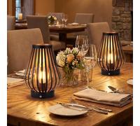 JHY DESIGN Set of 2 Dimmable Touch Bedside Table Lamp 22cm H Rechargeable Battery Powered Lamp with LED Edison Style Bulb Cordless Accent Lamp for Weddings Parties Patio Events for Indoors Outdoors