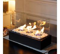 JHY DESIGN Set of 2 Large Table top Fire Bowl Pot 45cm Length Portable Tabletop Fireplace Clean Burning Bio Ethanol Ventless with 3 Combustion Chambers for Indoor Outdoor Patio