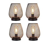 JHY DESIGN Set of 4 Metal Cage LED Lantern Battery Powered Cordless Accent Light with LED Great for Weddings Parties Patio Events for Indoors Outdoors