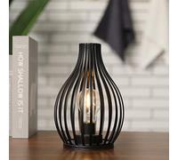 JHY DESIGN Table Lamp Battery Powered, 24cm High Modern Nordic Vase Shaped Wireless Lamp LED Nightlight Battery Lamp with 6-Hour Timer for Bedroom Indoor Wedding Table Garden Party Living Room(Black)