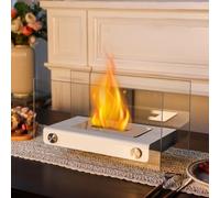 JHY DESIGN Tabletop Fire Bowl Pot 29cm High Portable Table top Fireplace-Clean-Burning Bio Ethanol Ventless (Silver)
