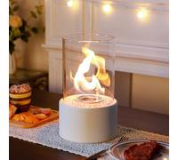 JHY DESIGN White 26.5cm High Metal and Glass Fireplace/Firepit
