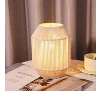JHY DESIGN Woven Lampshade Table Lamp 22cm H Cotton Rope Bedside Lamp Cordless Small Battery Operated Lamp Decorative Bedside Lamp with 6 Hours Timer for Bedroom Living Room Weddings Parties Patio