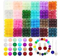 JHYlilia 10mm Glass Beads for Jewelry Making, 400pcs 24 Colors Crystal Gemstone Beads Bracelet Making Round DIY Craft Beads Suitable for DIY Craft Necklace Bracelet Phone Lanyard Wedding Decor