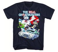 Jhym The Real Ghostbusters - Collage - Short Sleeve - Adult - T-Shirt Navy Blue
