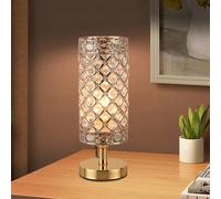 JHYPVII Gold Crystal Table Lamp with Switch and Plug, Bedroom Nightstand Light with K9 Crystal Shade E27 * 1 Modern Elegant Crysta Bedside Table Lamps for Living Room Dining Room Dresser