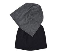 JHYWELL Cotton Beanie Hat Slouchy Jersey Soft Hats Skull Caps Lightweight Sleep Cap Summer Running Beanies for Men and Women, Black & Heather Grey, One Size-3X-Large