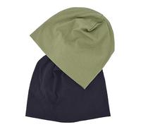 JHYWELL Cotton Beanie Hat Slouchy Jersey Soft Hats Skull Caps Lightweight Sleep Cap Winter Running Beanies for Men and Women, Black & Sage, One Size-3X-Large