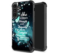 JHYYTUJTYP for Galaxy S25 FE Case,Tire Texture Non-Slip Soft TPU Hard Back Shockproof Anti-Scratch Protective Case for Samsung Galaxy S25 FE 6.7 inch,Bible Verse Proverbs 31:25 Flower Butterfly