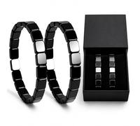 JHZHONG 2Pcs Hematite Bracelet For Men, Reclaim Your Edge & Confidence Natural Hematite Beaded Stretch Bracelet, Healing Energy Jewelry Gift for Boyfriend or Husband, L, Hematite, hematite