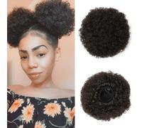 JHZHONG Afro Puff Drawstring Ponytail for Women Short Kinky Black 2)