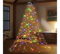JHzood Christmas Tree Lights, 8 Modes Waterproof String Lights with Circular Ring Design, 200-400 LED USB Powered Decorative Lights for 4-12ft Trees, Warm White and Multicolor (Colorful, 2M)