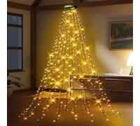 JHzood Christmas Tree Lights, 8 Modes Waterproof String Lights with Circular Ring Design, 200-400 LED USB Powered Decorative Lights for 4-12ft Trees, Warm White and Multicolor (Warm, 2M)