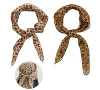 Ji liangli 2 PCS Retro leopard-print headscarf,women’s silk-effect leopard-print headscarf,rayon square scarf,suitable for the hair and neck, or as a handkerchief or wristband,for outdoor activities