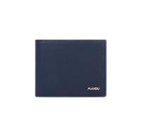 JI YA LI Mens RFID Leather Wallet, Extra Capacity Billfold, Secure & Durable, with Credit Cards Slots & Flip Up ID, Blue, Classic
