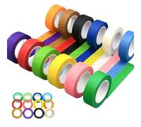 JiaaOne Coloured Masking Tapes Set for Painting, Rainbow Crepe Paper Painters Tape, Residue-Free & Writable, Coloured Craft Tape for DIY, Gift Wrapping, Office Labeling & Scrapbooking (12, 10mm*13m)