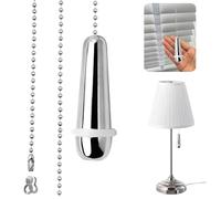 JiaaOne Silver Bathroom Light Pull Cord Handle with 1m Stainless Steel Bead Chain Connector - Chrome Light Cord Pull String End for Ceiling Light, Fan, Blind & Shower, Chrome Pull String Replacement