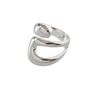 JIABA Adjustable Sterling Silver Rings 925 Double Lines Shape Personality Ring Fine Jewelry for Women Party Accessories, Silver