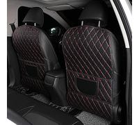 JIABAOCA Leather Car Back Seat Anti Kick Mat for Audi e-tron (GE) SUV 2019-2023, Back Seat Protector for Kids Car Seat Protective Cushion Leather Car Seat Cover Accessories,B/BLACKRED