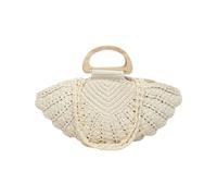JIABAOZ Crochet Shell Bag Boho Crochet Handbag Macrame Cord Crochets Bag Beach Bags Sea Shell Clutch Shoulder Handbag Large Capacity,for Travel Holiday Shopping (White)