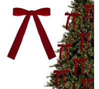 JIABAOZ Red Velvet Bows, 12/24 Pcs Velvet Christmas Bows, Deep Burgundy Red Christmas Velvet Xmas Tree Bows, Tree Bows Door Garland Decor Vintage Wreath Bow (red,12 pcs)