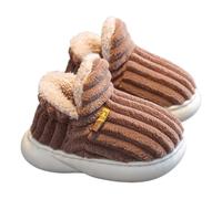 JIABAOZ Slippers Women Ladies Clouds Bootie Corduroy Warm with Cozy Memory Foam Winter Anti-Slip House Shoes, Indoor & Outdoor (Coffee,12)