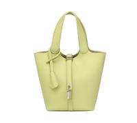 JIABAOZ Versatile Fashionable Spring and Summer Handle Bags,Genuine Leather Soft Bucket Bag for Women Fashion Lock Design Handbags Vegetable Basket Satchel (Light Green)