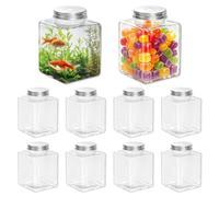 JIABEIUS 10 Pack Plastic Fish Bowls with Lids, 17oz Small Clear Fish Tank | Fishbowl for Drinks, Candy, Carnival Games, Halloween, Table Centerpieces, Party Decorations, Favors