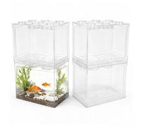 JIABEIUS 4 PCS Small Betta Fish Tank, 0.2 Gallon Mini Aquarium Tank, Cube Stackable Fish Bowl, Tiny Desktop Tank for Small Fish, Insect, Shrimp, Turtle, Spider