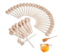 JIABEIUS 50 Pcs Honey Dipper Sticks, 4 Inch Mini Wooden Honeycomb Stick