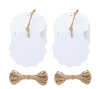 jiAcraft White Gift Tags,100PCS Wedding Favour Tags, 6cm Flower Shape Hang Tags Bonbonniere Gift Tags with Twine 20 Meters Long for Crafts & Price Tags