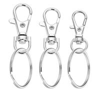 JIADEXIN 12 Sets Lobster Clasps with Key Rings - 3 Sizes Silver Metal Buckles Swivel Keychain Key Chain Clip Hooks Swivel Lobster Claw Clasps for Hanging Keys Crafts Jewellery Making (S+M+L)