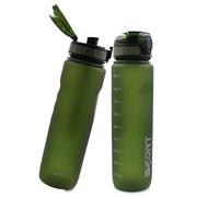 JIADEXIN Sports Bottle 1 pcs Leak Proof Drinking Water Bottle with Capacity Scale with Carrying Strap Flip-Top Gradient Frosted Water Bottle Plastic Green 1000Ml for Sports