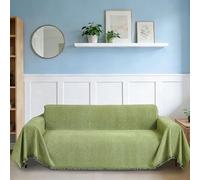 JIAFANG Waterproof Sofa Cover 3 Seater 180 x 335 cm Soft Non Slip Soft Couch Covers Durable Reversible Chenille for Pet All Season, Green