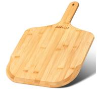 JIAFUEO Pizza Peel 12 inch, Bamboo Pizza Paddle Spatula - Wooden Serving Board, Oven Accessory for Baking Homemade, Wood Cutting Board for Cheese Bread Fruit Vegetables