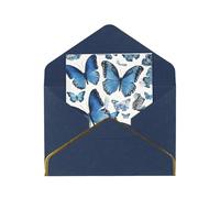 JIAGLINDE Blue Butterflies Print Advanced Feeling Blank Greeting Cards Pearl Paper Envelopes Anniversary Cards Thank You Cards,Wedding Wishes Birthday Thanksgiving Christmas Card.