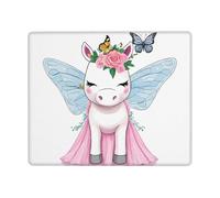JIAGLINDE Butterfly and Hippo Print Square Cloth Mousepad, Non Slip Washable Rubber Base Mousepad for Office Desktop Laptops Wireless Mice 7x9 in