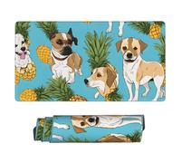 JIAGLINDE Chihuahua Dog Pineapple Print Oversize Cloth Mousepad 16x29.5 in, Non Slip Washable Rubber Base Keyboard Pad for Office Laptops Desktop Wireless Mice