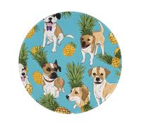 JIAGLINDE Chihuahua Dog Pineapple Print Round Cloth Mousepad, Non Slip Washable Rubber Base Mousepad for Office Desktop Laptops Wireless Mice 8in