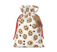 JIAGLINDE Cookies Food Chocolate Chip Biscuits Print Christmas Gift Bags Xmas Present Bags With Gift Tag Candy Bags For Wrapping Gifts For Halloween Birthday Wedding (S/M).