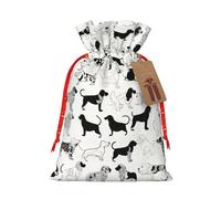 JIAGLINDE Cute Dachshund Dog Print Christmas Gift Bags Xmas Present Bags With Gift Tag Candy Bags For Wrapping Gifts For Halloween Birthday Wedding (S/M).