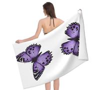 JIAGLINDE Cute Purple Butterfly Print Soft Microfiber Extra Large Bath Towel,Super Absorbent Travel Swimming Beach Towel Men's and Women's Bathroom Towels,52x32in