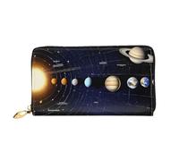 JIAGLINDE Exploring The Solar System Print Men'S And Women'S Leather Wallet,Mobile Phone Bag,Soft Leather Printed Zipper Coin Purse,Multi Card Slot Wallet