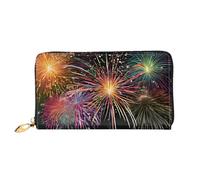 JIAGLINDE Explosion Firework 3d Print Men'S And Women'S Leather Wallet,Mobile Phone Bag,Soft Leather Printed Zipper Coin Purse,Multi Card Slot Wallet