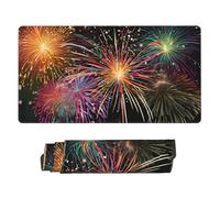 JIAGLINDE Explosion Firework 3D Print Oversize Cloth Mousepad 16x29.5 in, Non Slip Washable Rubber Base Keyboard Pad for Office Laptops Desktop Wireless Mice
