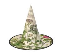 JIAGLINDE Floral In The Old Book Print Halloween Cone Witch Hat Cosplay For Wizards Masquerade Halloween Party Accessories.