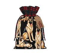 JIAGLINDE German Shepherd Print Christmas Gift Bags Xmas Present Bags With Gift Tag Halloween Candy Bags For Wrapping Gifts For Birthday Wedding (S/M)
