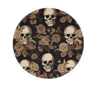 JIAGLINDE Gothic Wallpaper Skull Print Round Cloth Mousepad, Non Slip Washable Rubber Base Mousepad for Office Desktop Laptops Wireless Mice 8in
