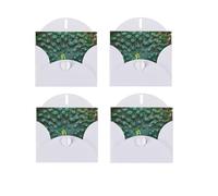 JIAGLINDE Green Peacock Feather Print Pearl Paper Envelopes Love Buttons Blank Greeting Cards, Anniversary Cards Thank You Cards Holiday Cards Wedding Cards.